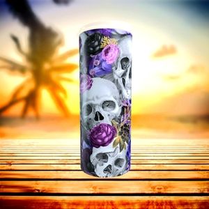 Skull / Floral / Purple / Blue / Stainless Steel Skinny Tumbler